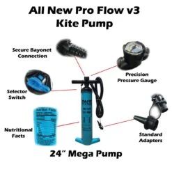 PKS Pro Flow V3 XL Kite Pump With PSI Meter 24" Discounts Apply ! -Surfing Sale pks 2020 pro flow v3 mega pump 4